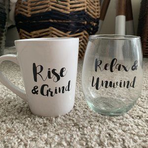 New Year Coffee Mug and Wine Glass Set